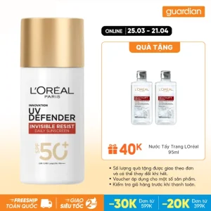 Kem Chống Nắng L'Oreal Mỏng Nhẹ Bảo Vệ Tối Đa Uv Defender Invisible Fluid SPF50+ PA++++ 50Ml